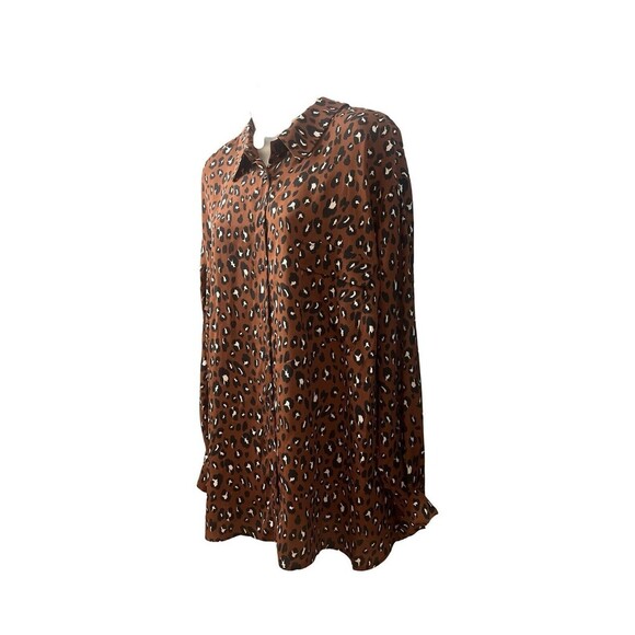 NWT Pleione Plus Size  Satin Button Up Dark Brown Leopard Top Women’s Size 2x - Picture 4 of 12